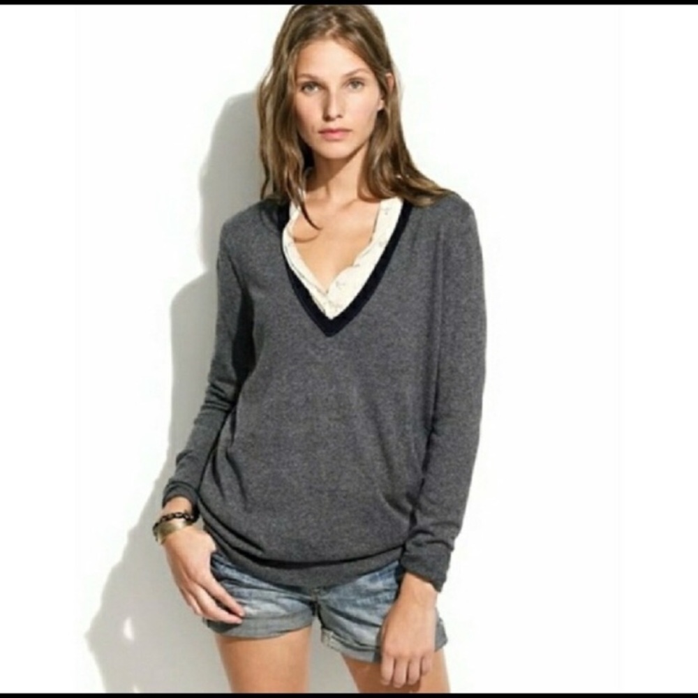 Madewell cashmere rabbit blend v neck sweater S